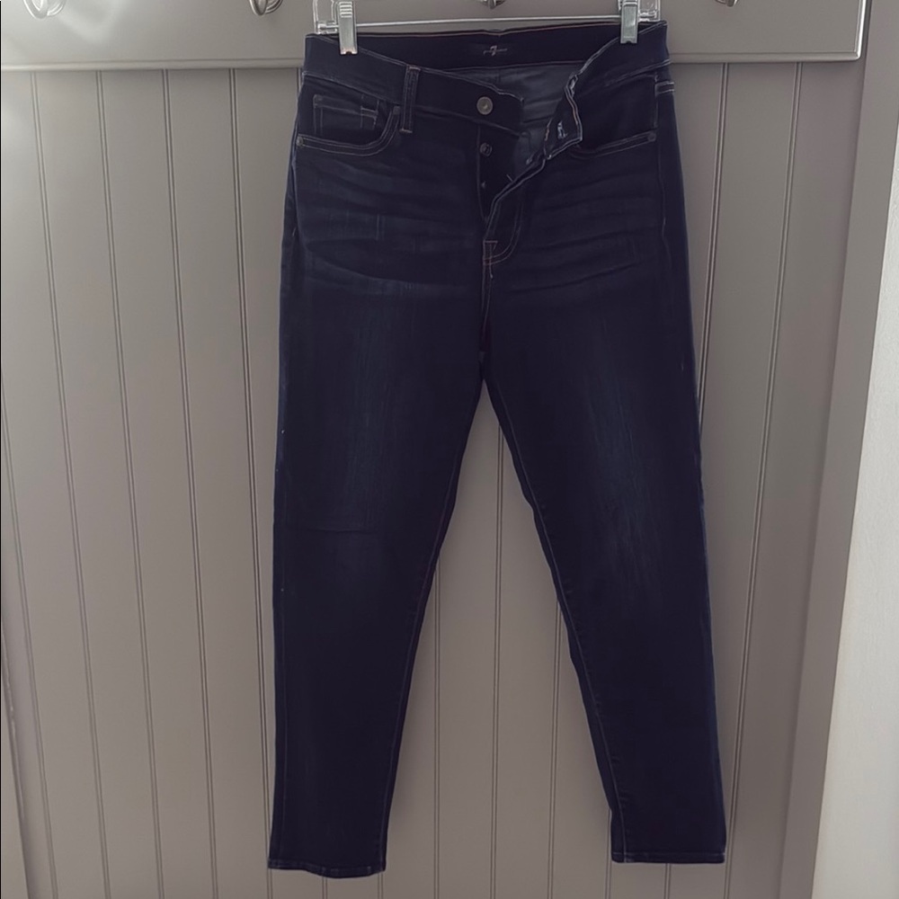 7 For All Mankind Josefina Boyfriend Jeans Straight Leg Dark Denim Wash